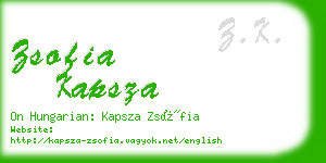 zsofia kapsza business card